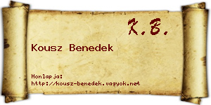 Kousz Benedek névjegykártya